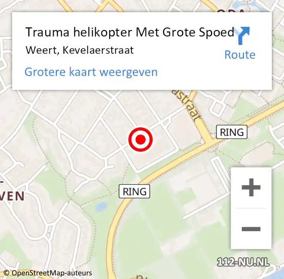 Locatie op kaart van de 112 melding: Trauma helikopter Met Grote Spoed Naar Weert, Kevelaerstraat op 23 juni 2022 13:23