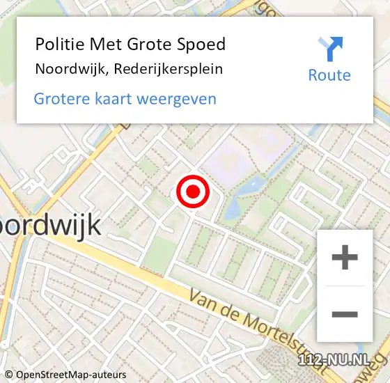 Locatie op kaart van de 112 melding: Politie Met Grote Spoed Naar Noordwijk, Rederijkersplein op 23 juni 2022 13:24