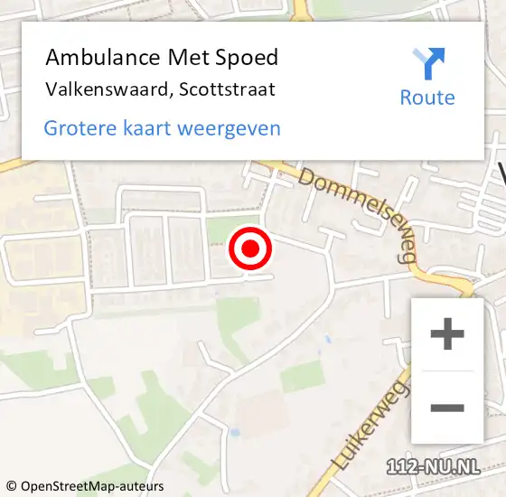 Locatie op kaart van de 112 melding: Ambulance Met Spoed Naar Valkenswaard, Scottstraat op 21 juli 2014 07:45