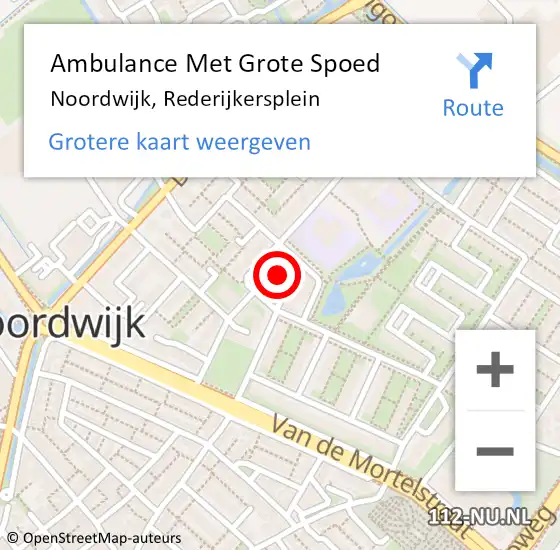 Locatie op kaart van de 112 melding: Ambulance Met Grote Spoed Naar Noordwijk, Rederijkersplein op 23 juni 2022 13:25