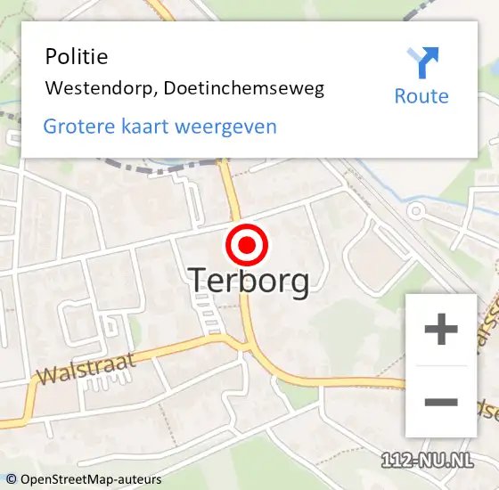 Locatie op kaart van de 112 melding: Politie Westendorp, Doetinchemseweg op 23 juni 2022 13:29