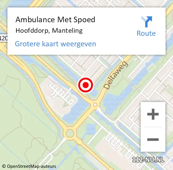 Locatie op kaart van de 112 melding: Ambulance Met Spoed Naar Hoofddorp, Manteling op 23 juni 2022 13:32