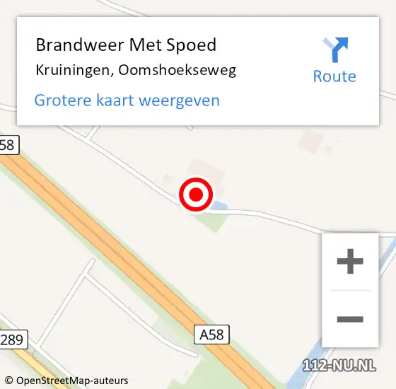 Locatie op kaart van de 112 melding: Brandweer Met Spoed Naar Kruiningen, Oomshoekseweg op 23 juni 2022 13:43