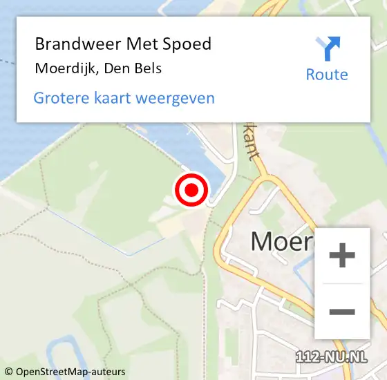 Locatie op kaart van de 112 melding: Brandweer Met Spoed Naar Moerdijk, Den Bels op 23 juni 2022 13:49