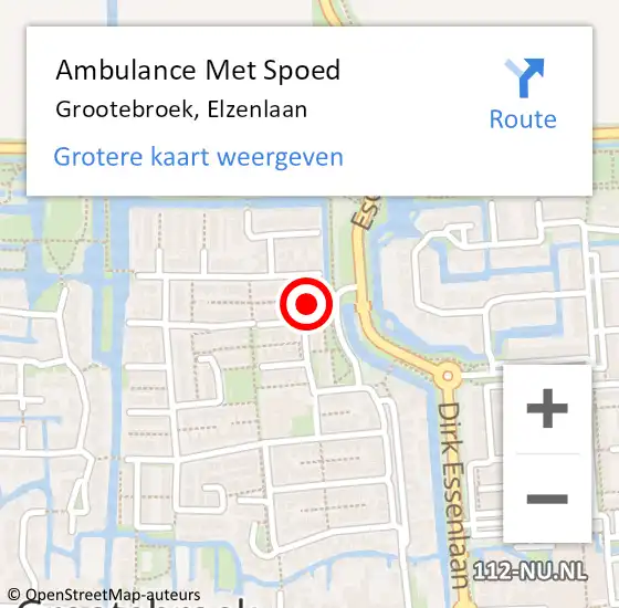 Locatie op kaart van de 112 melding: Ambulance Met Spoed Naar Grootebroek, Elzenlaan op 23 juni 2022 13:58