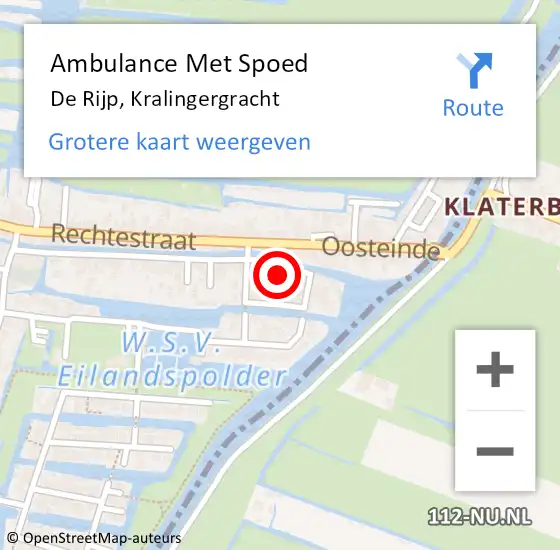 Locatie op kaart van de 112 melding: Ambulance Met Spoed Naar De Rijp, Kralingergracht op 23 juni 2022 13:59