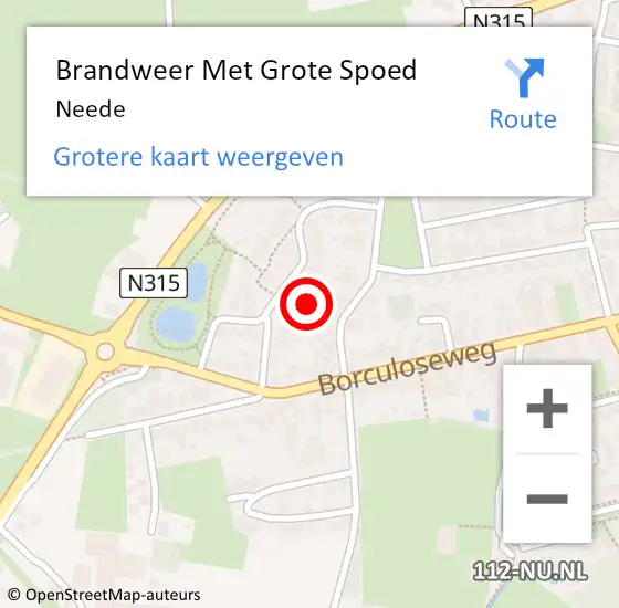 Locatie op kaart van de 112 melding: Brandweer Met Grote Spoed Naar Neede op 23 juni 2022 14:02