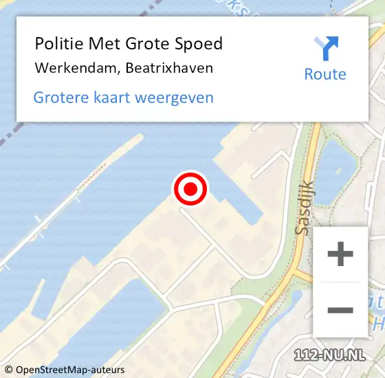 Locatie op kaart van de 112 melding: Politie Met Grote Spoed Naar Werkendam, Beatrixhaven op 23 juni 2022 14:10