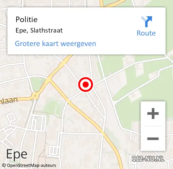 Locatie op kaart van de 112 melding: Politie Epe, Slathstraat op 23 juni 2022 14:16