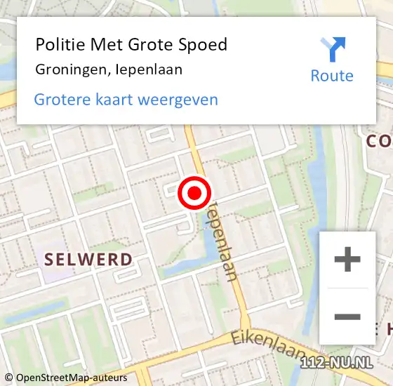 Locatie op kaart van de 112 melding: Politie Met Grote Spoed Naar Groningen, Iepenlaan op 23 juni 2022 14:18