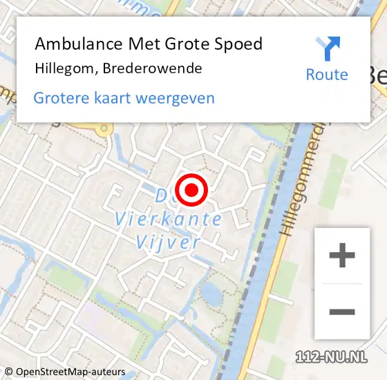 Locatie op kaart van de 112 melding: Ambulance Met Grote Spoed Naar Hillegom, Brederowende op 23 juni 2022 14:20