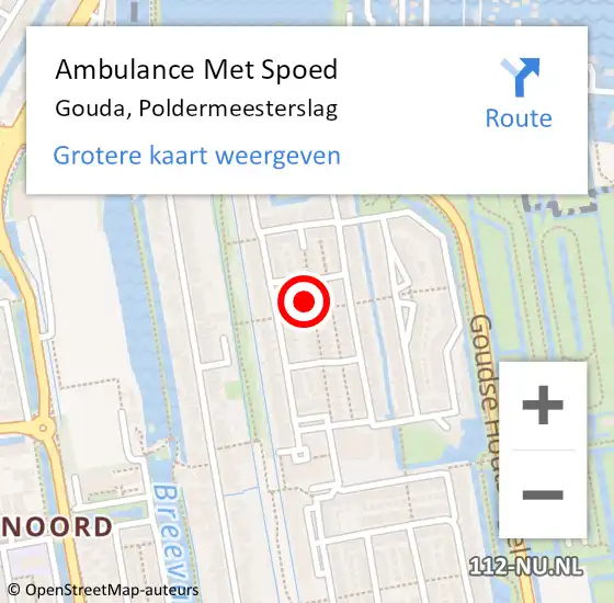 Locatie op kaart van de 112 melding: Ambulance Met Spoed Naar Gouda, Poldermeesterslag op 23 juni 2022 14:23