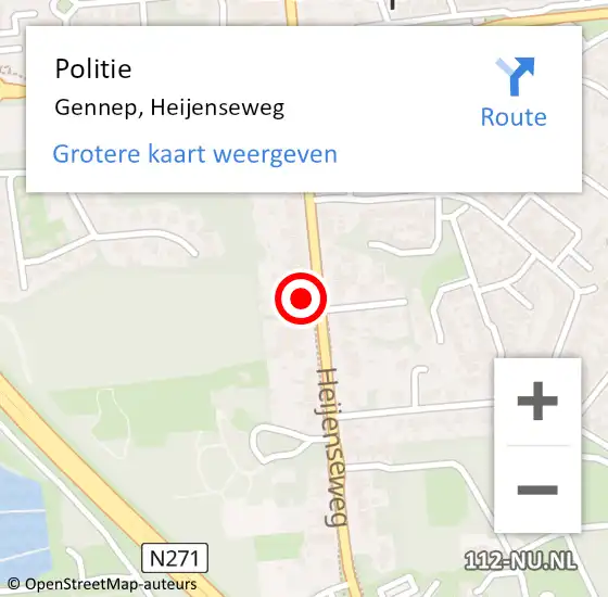 Locatie op kaart van de 112 melding: Politie Gennep, Heijenseweg op 23 juni 2022 14:24