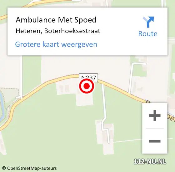 Locatie op kaart van de 112 melding: Ambulance Met Spoed Naar Heteren, Boterhoeksestraat op 23 juni 2022 14:55