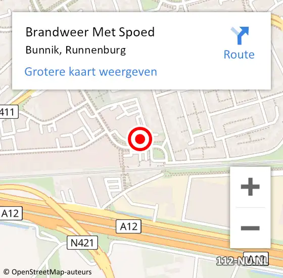 Locatie op kaart van de 112 melding: Brandweer Met Spoed Naar Bunnik, Runnenburg op 23 juni 2022 15:16