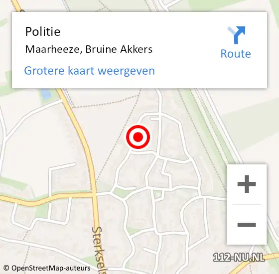 Locatie op kaart van de 112 melding: Politie Maarheeze, Bruine Akkers op 23 juni 2022 15:28