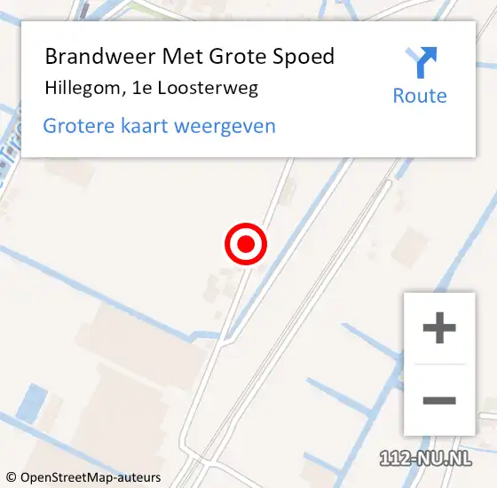 Locatie op kaart van de 112 melding: Brandweer Met Grote Spoed Naar Hillegom, 1e Loosterweg op 23 juni 2022 15:44