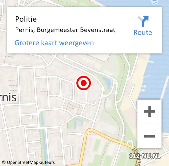 Locatie op kaart van de 112 melding: Politie Pernis, Burgemeester Beyenstraat op 23 juni 2022 15:58