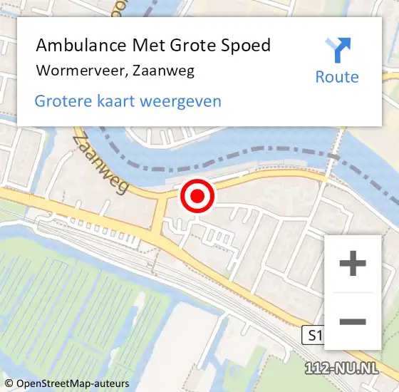 Locatie op kaart van de 112 melding: Ambulance Met Grote Spoed Naar Wormerveer, Zaanweg op 23 juni 2022 16:09