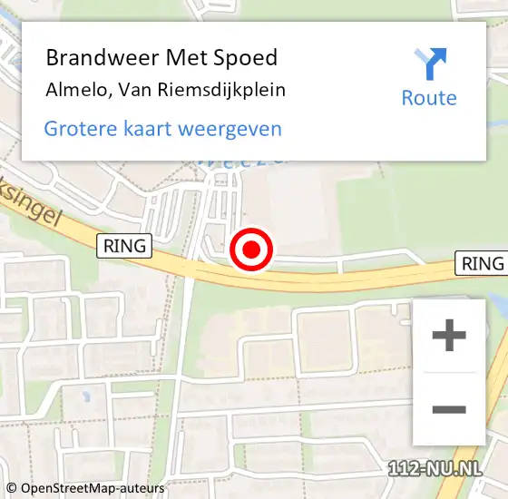 Locatie op kaart van de 112 melding: Brandweer Met Spoed Naar Almelo, Van Riemsdijkplein op 23 juni 2022 16:26