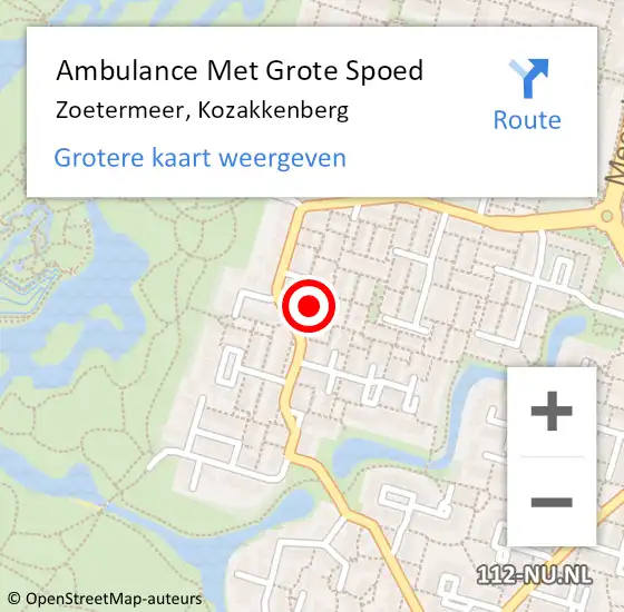 Locatie op kaart van de 112 melding: Ambulance Met Grote Spoed Naar Zoetermeer, Kozakkenberg op 23 juni 2022 16:27