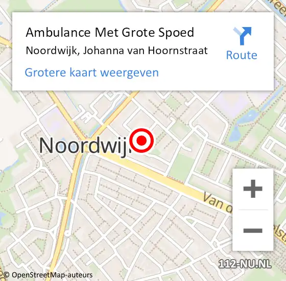 Locatie op kaart van de 112 melding: Ambulance Met Grote Spoed Naar Noordwijk, Johanna van Hoornstraat op 23 juni 2022 16:27