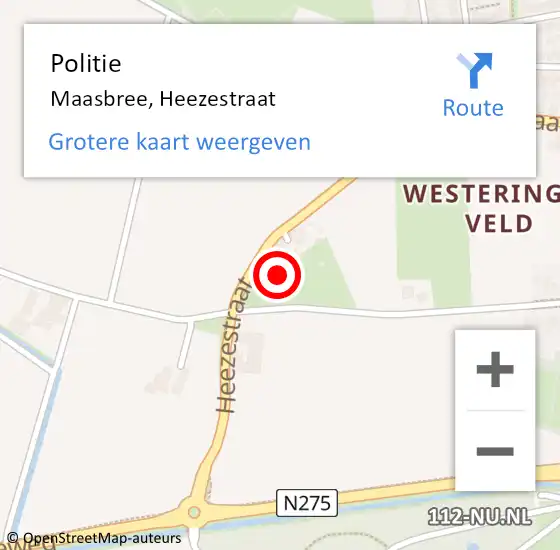 Locatie op kaart van de 112 melding: Politie Maasbree, Heezestraat op 23 juni 2022 16:37