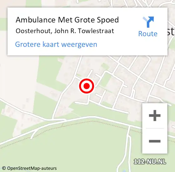 Locatie op kaart van de 112 melding: Ambulance Met Grote Spoed Naar Oosterhout, John R. Towlestraat op 23 juni 2022 16:37