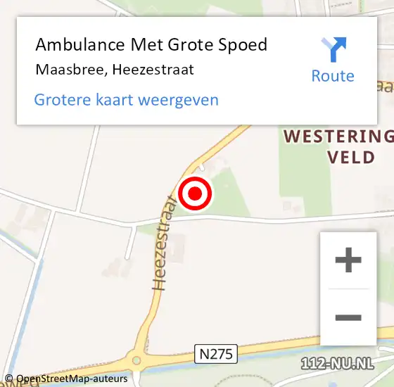 Locatie op kaart van de 112 melding: Ambulance Met Grote Spoed Naar Maasbree, Heezestraat op 23 juni 2022 16:38