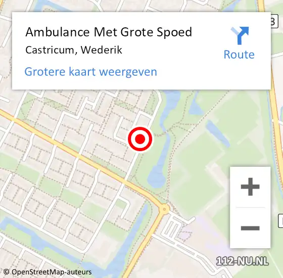 Locatie op kaart van de 112 melding: Ambulance Met Grote Spoed Naar Castricum, Wederik op 21 juli 2014 08:20