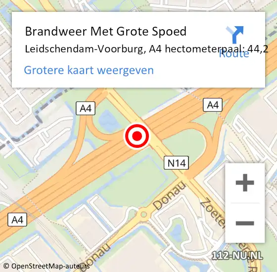 Locatie op kaart van de 112 melding: Brandweer Met Grote Spoed Naar Leidschendam-Voorburg, A4 hectometerpaal: 44,2 op 23 juni 2022 16:45