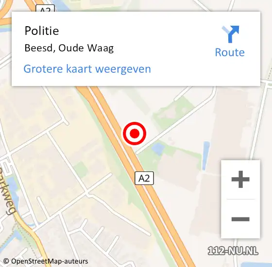 Locatie op kaart van de 112 melding: Politie Beesd, Oude Waag op 23 juni 2022 16:49