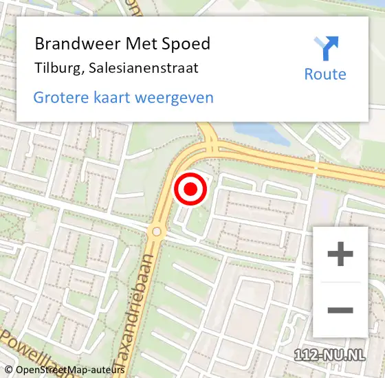 Locatie op kaart van de 112 melding: Brandweer Met Spoed Naar Tilburg, Salesianenstraat op 23 juni 2022 17:03