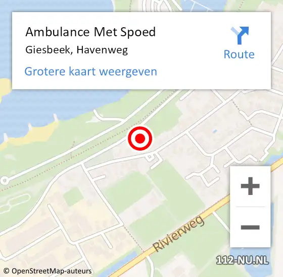 Locatie op kaart van de 112 melding: Ambulance Met Spoed Naar Giesbeek, Havenweg op 23 juni 2022 17:36