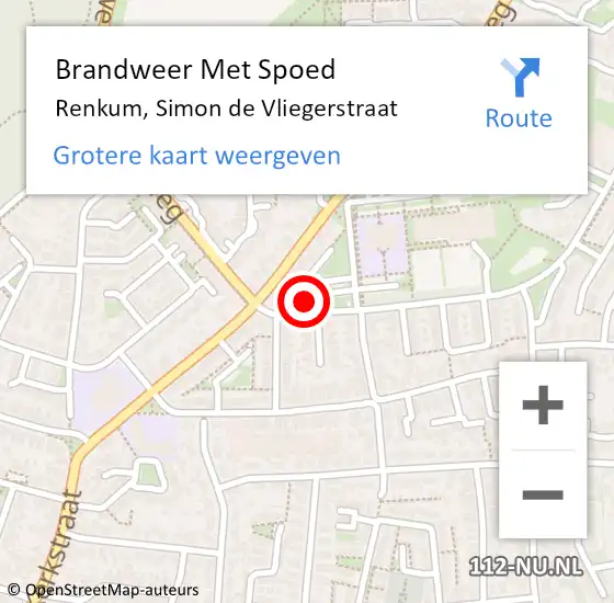 Locatie op kaart van de 112 melding: Brandweer Met Spoed Naar Renkum, Simon de Vliegerstraat op 23 juni 2022 17:53