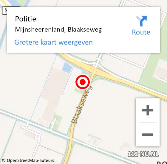 Locatie op kaart van de 112 melding: Politie Mijnsheerenland, Blaakseweg op 23 juni 2022 17:59