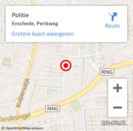 Locatie op kaart van de 112 melding: Politie Enschede, Perikweg op 23 juni 2022 18:03