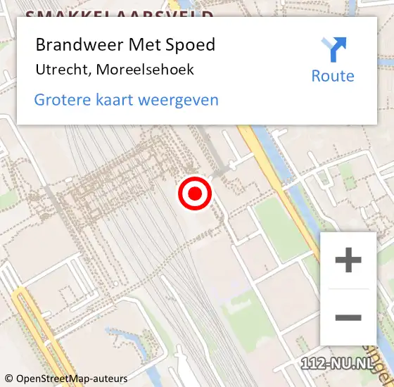 Locatie op kaart van de 112 melding: Brandweer Met Spoed Naar Utrecht, Moreelsehoek op 23 juni 2022 18:05