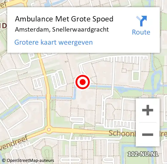 Locatie op kaart van de 112 melding: Ambulance Met Grote Spoed Naar Amsterdam-Zuidoost, Snellerwaardgracht op 23 juni 2022 18:07