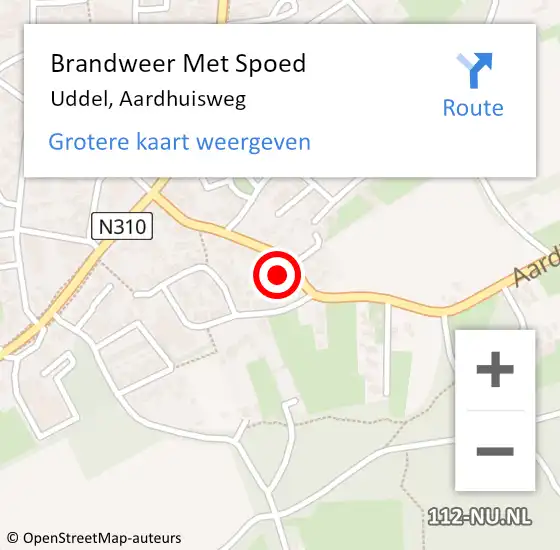 Locatie op kaart van de 112 melding: Brandweer Met Spoed Naar Uddel, Aardhuisweg op 23 juni 2022 18:16