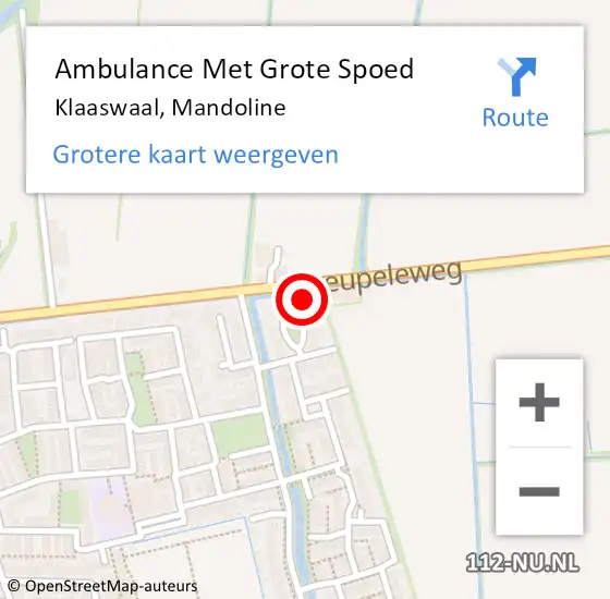 Locatie op kaart van de 112 melding: Ambulance Met Grote Spoed Naar Klaaswaal, Mandoline op 23 juni 2022 18:17