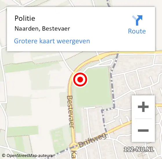 Locatie op kaart van de 112 melding: Politie Naarden, Bestevaer op 23 juni 2022 18:19