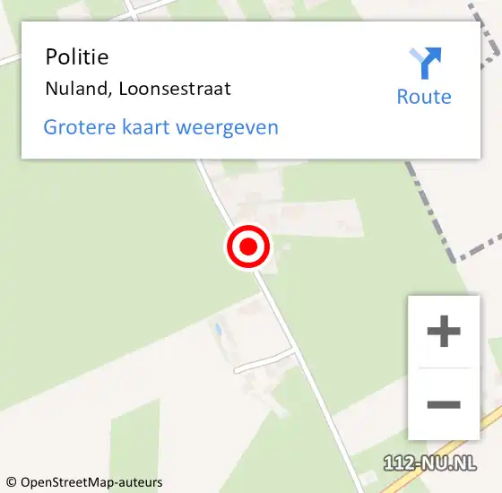 Locatie op kaart van de 112 melding: Politie Nuland, Loonsestraat op 23 juni 2022 18:43