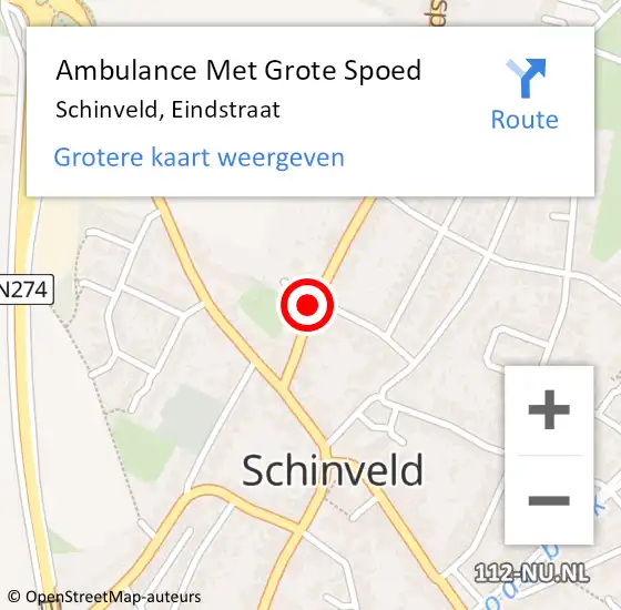 Locatie op kaart van de 112 melding: Ambulance Met Grote Spoed Naar Schinveld, Eindstraat op 23 juni 2022 18:54