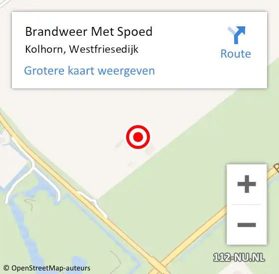 Locatie op kaart van de 112 melding: Brandweer Met Spoed Naar Kolhorn, Westfriesedijk op 23 juni 2022 18:59