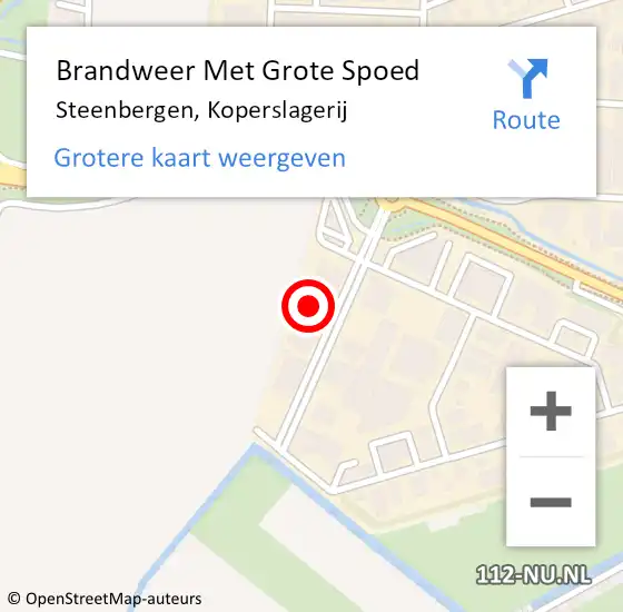 Locatie op kaart van de 112 melding: Brandweer Met Grote Spoed Naar Steenbergen, Koperslagerij op 23 juni 2022 19:07