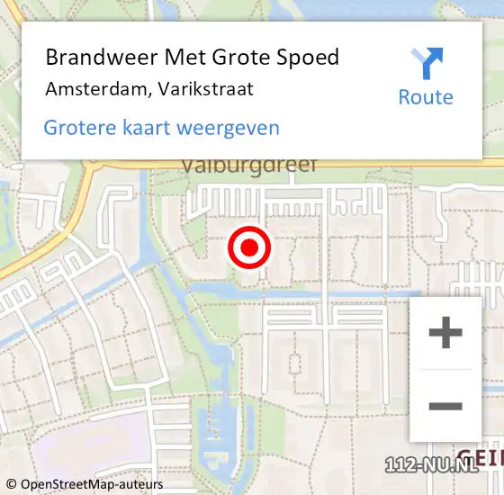 Locatie op kaart van de 112 melding: Brandweer Met Grote Spoed Naar Amsterdam-Zuidoost, Varikstraat op 23 juni 2022 19:32