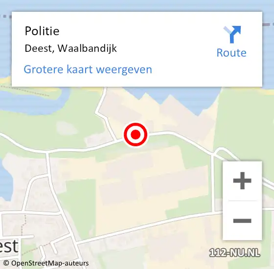 Locatie op kaart van de 112 melding: Politie Deest, Waalbandijk op 23 juni 2022 19:37