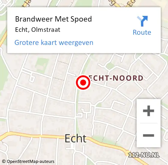 Locatie op kaart van de 112 melding: Brandweer Met Spoed Naar Echt, Olmstraat op 23 juni 2022 19:49