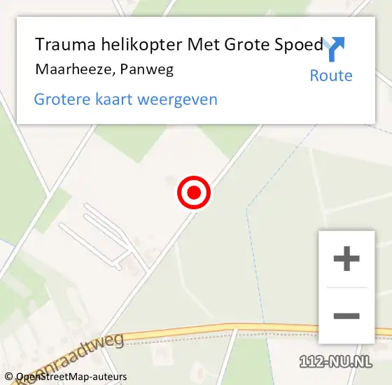 Locatie op kaart van de 112 melding: Trauma helikopter Met Grote Spoed Naar Maarheeze, Panweg op 23 juni 2022 19:51